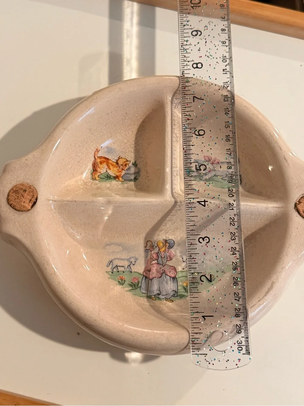 Vintage Divided Ceramic Serving Dish Cottagecore Farm